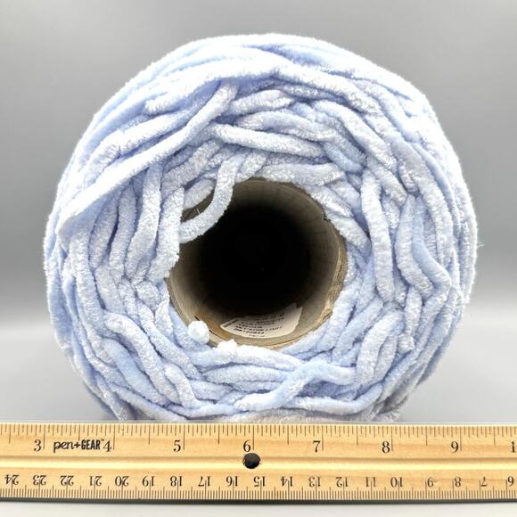 Yarn Chunky Chenille Light Blue Cone 1.55lb VTG Spinrite B#122844 Skys The Limit - Picture 3 of 6